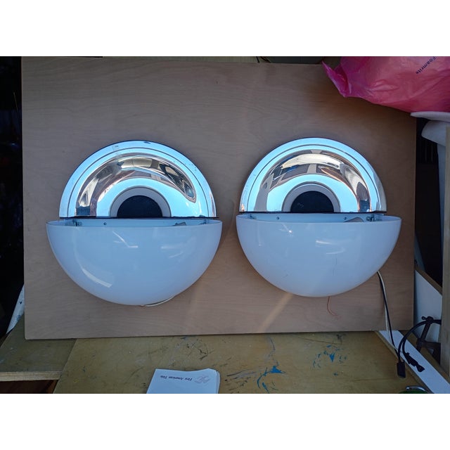 2020s Custom Made Large Glass and Silver Plated Wall Scones a Pair For Sale - Image 5 of 10