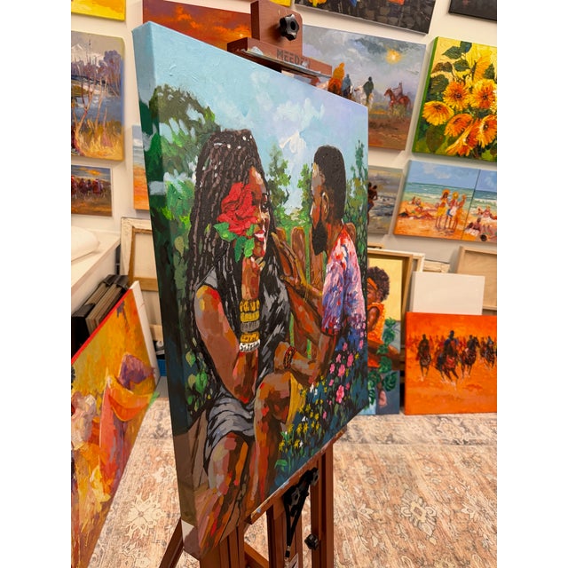 Amidst the Garden's Bounty, Painting by Godfrey Afebuame (2026), Flowers, Garden, Rose, Love, Unique Contemporary For Sale - Image 4 of 5