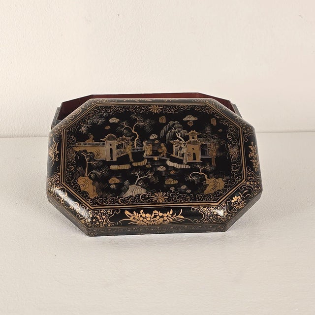 Paint 19th Century Chinese Lacquered & Gilt Box For Sale - Image 7 of 8