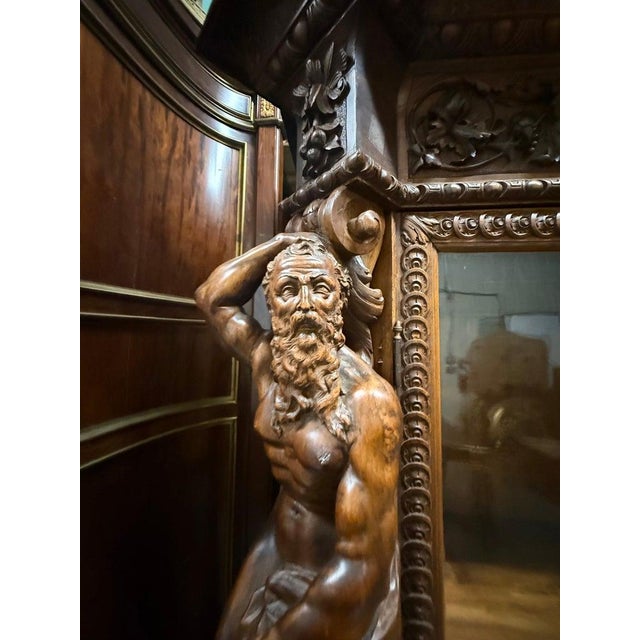 Wood Luigi Frullini Attributed Carved Italian Bookcase Bookshelf Vitrine Circa 1870 For Sale - Image 7 of 11