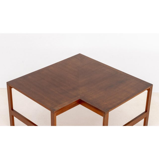 Mid 20th Century Knudsen & Lind X France & Son Walnut Corner Table For Sale - Image 5 of 10