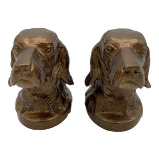 Vintage Bronze Gilt Sporting Dog Bookends - a Pair For Sale