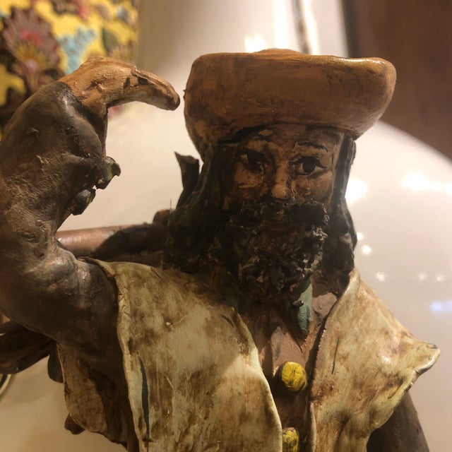 Italian Colorfully Hand Painted Ceramic Peasant Man Figurine - Holiday Decor For Sale - Image 4 of 12