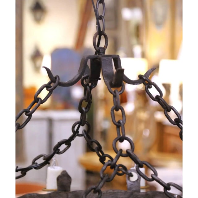 Gray Early 20th Century French Gothic Twelve-Light Iron Chandelier With Gilt Accents For Sale - Image 8 of 11