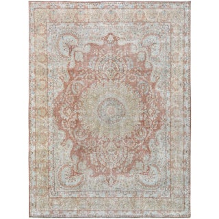 1940s Vintage Hand-Knotted Kirman Rug - 7′7″ × 12′10″ For Sale