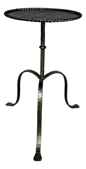 Spanish Iron Drinks Table on an Elevated Hammered Tripod Base