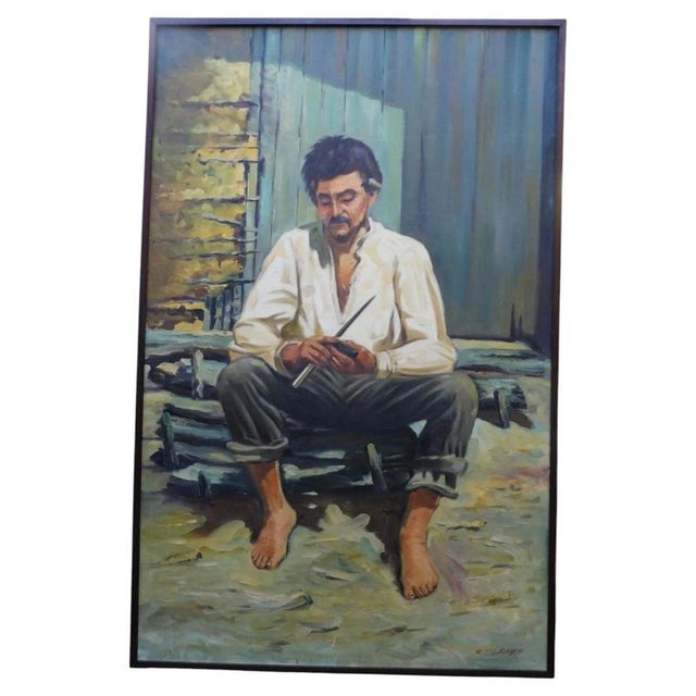 Chediac, The Worker, 1970s, Oil Painting on Canvas, Framed For Sale - Image 14 of 14