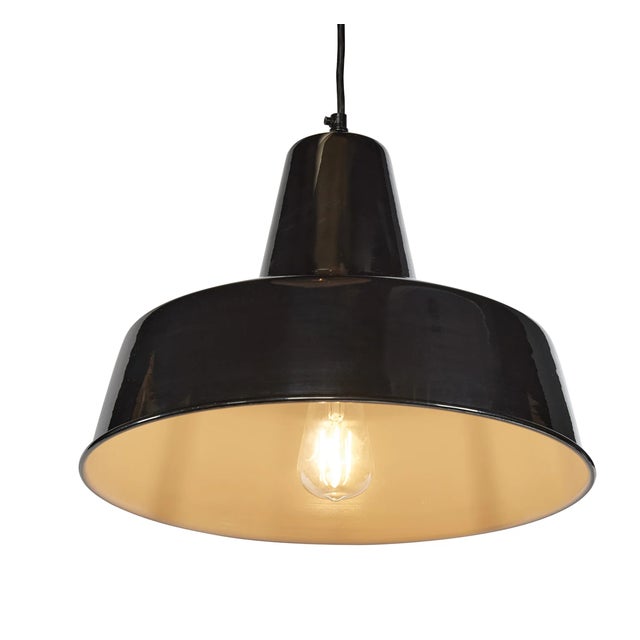 Industrial Matthew Izzo Home Black Retro Rondeau Pendant Light For Sale - Image 3 of 3