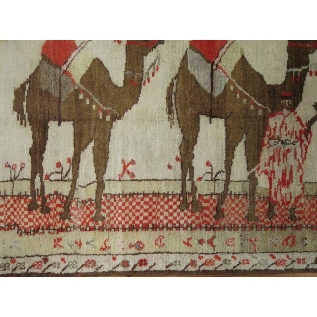 Zabihi Collection Caravan Pictorial Turkish Rug For Sale - Image 4 of 6