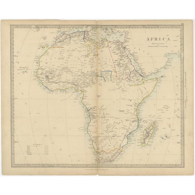 Antique Map of Africa with the Unexplored Interior and a Population Table, 1858 For Sale - Image 3 of 9