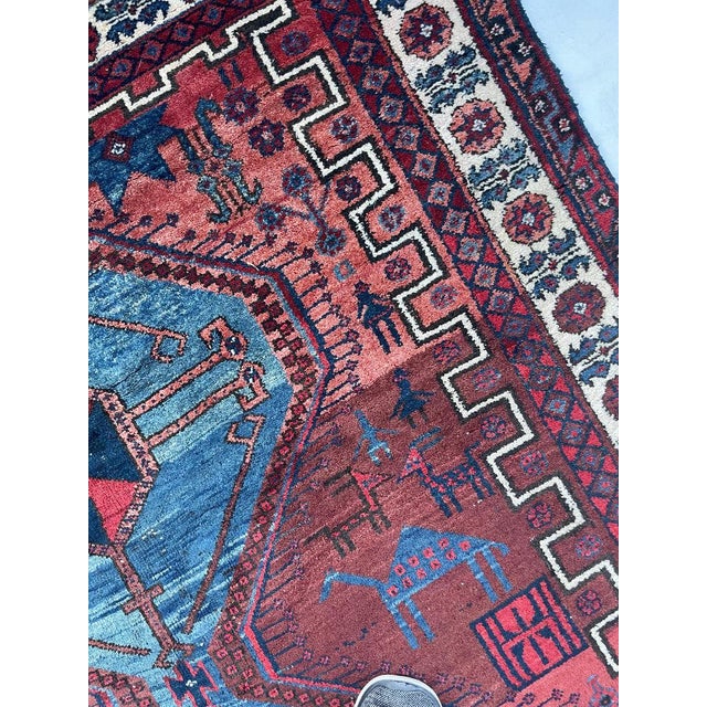 Vintage Village Life Woven Throughout Shiraz Rug 4.6 x 6.9 For Sale - Image 13 of 14