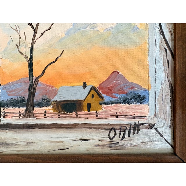 Folk Art Vintage Oil Painting - Visions of America For Sale - Image 3 of 10