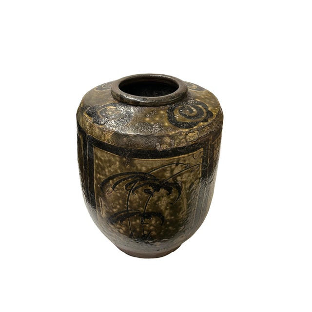 1980s Vintage Earthy Beige Brown Village Rural Pottery Ceramic Pot Vase For Sale - Image 5 of 6