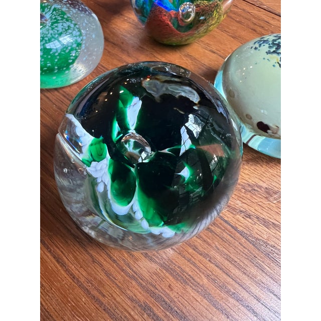 Collection of Green Glass Vintage Paperweights- Set of 4 For Sale - Image 9 of 9