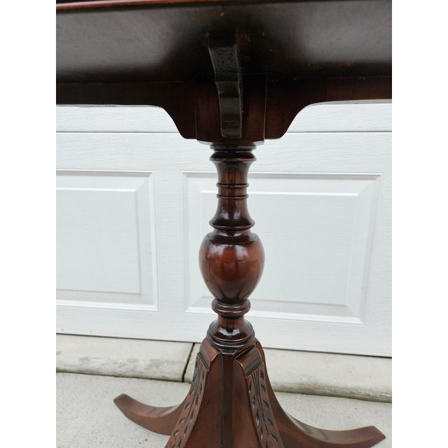 Mahogany Pedestal Drop Leaf Side Table For Sale - Image 11 of 12