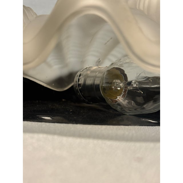 Transparent 1980s Frosted Glass Clamshell Sconce by Turtle and Crane - René Lalique Art Deco Homage For Sale - Image 8 of 11