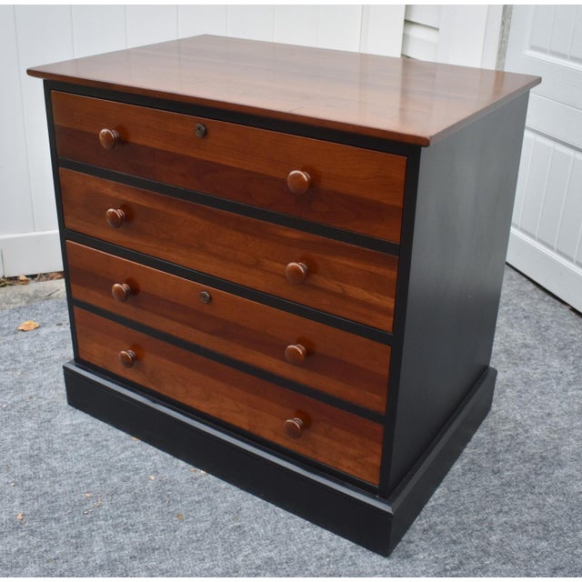 Ethan Allen Cherry 2 Drawer Lateral File Cabinet Two Tone Black Locking Chest For Sale - Image 10 of 18