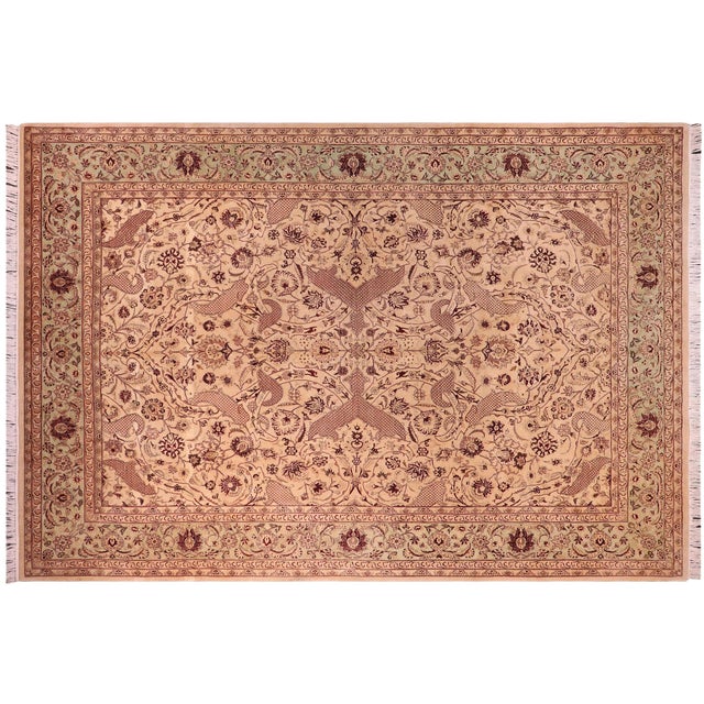Green 1990's Agra 2 Pak-Persian Gold/Green Wool Rug - 9'2'' X 12'1'' For Sale - Image 8 of 9