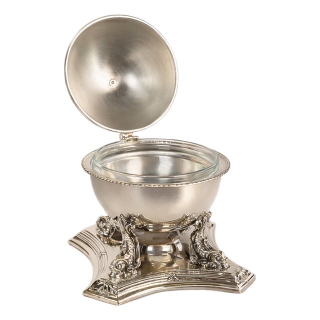 Globe Caviar Server — Ottoman Silver Plated, Handcrafted, Grand Bazaar Istanbul For Sale