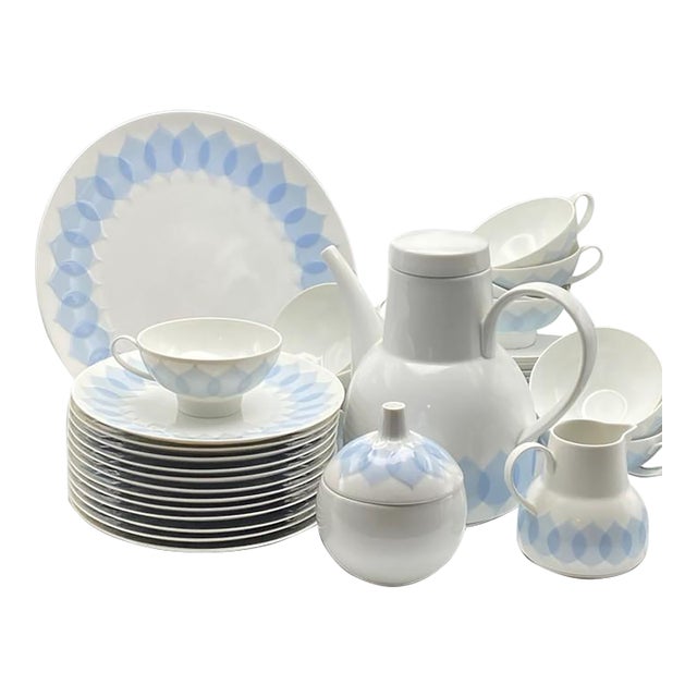 Vintage Bjorn Wiinblad “Lotus Azure” for Rosenthal Studio-Line Coffee & Dessert Service for 12: Complete 40-Piece Set For Sale