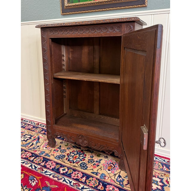 Antique French Breton Jam Cabinet Cupboard Storage Drawer Carved Oak 19th C For Sale - Image 9 of 18
