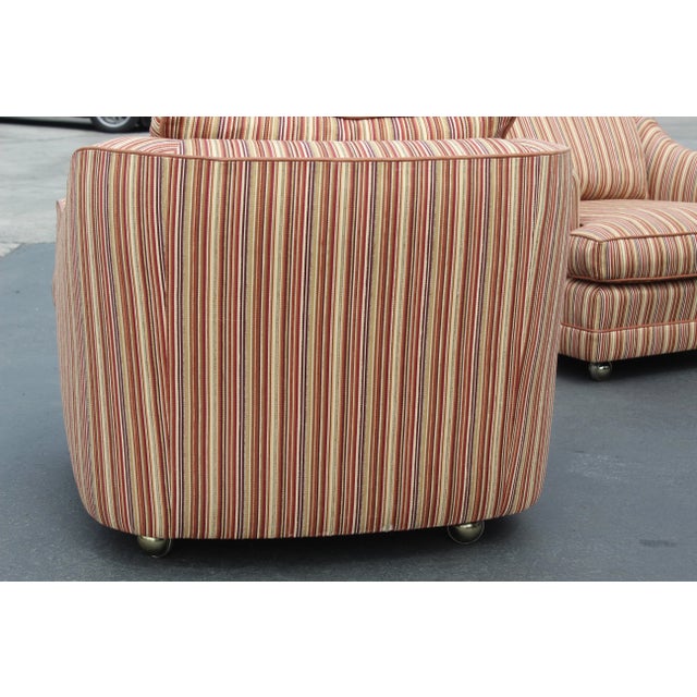 1970s Style Striped Club Chairs - a Pair For Sale - Image 4 of 12