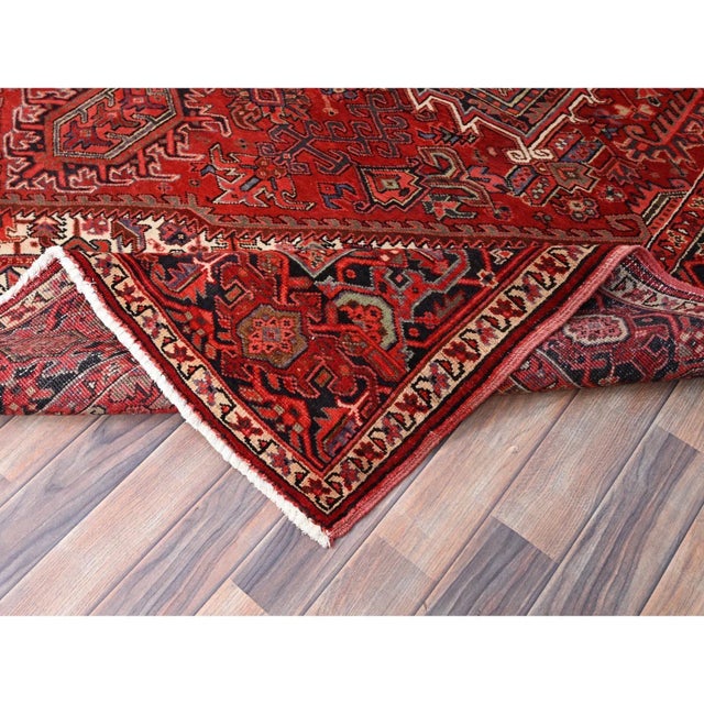 1960s Red Semi Antique Persian Heriz Design Rug | Chairish