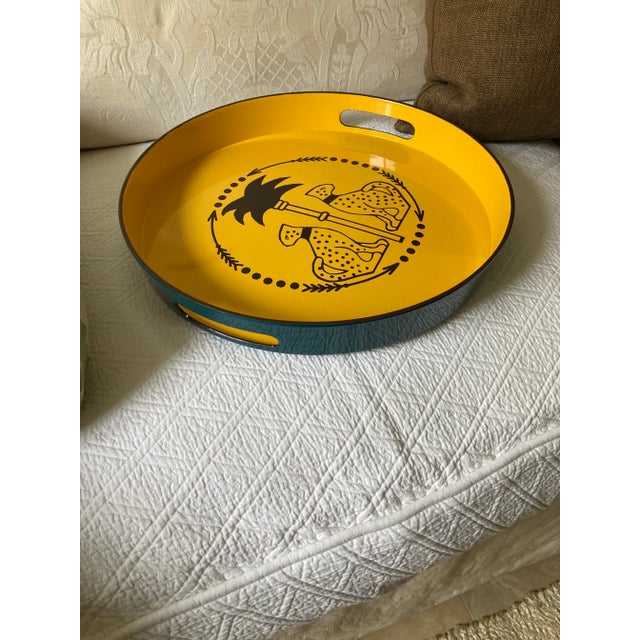 Leopards Under Palm Tree Lacquered Bar Tray Casablanca Dior Inspired For Sale - Image 11 of 12