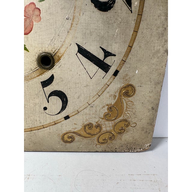 Early 19th Century American Folk Art Hand-Painted Wooden Clock Dial - Circa 1820. This authentic, hand-painted wooden...