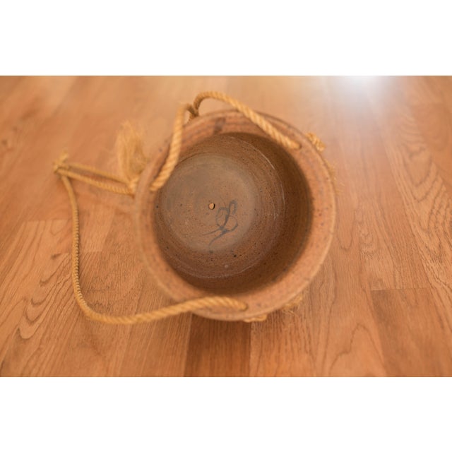 Mid Century Modern Hanging Stoneware Ceramic Drip Glaze Planter Pot For Sale - Image 9 of 9