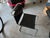 Six vintage leather and chrome laced black thick leather chairs acquired thirty years ago from a Manhattan architect who...