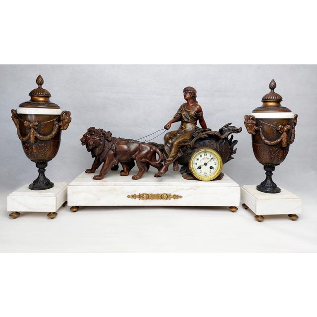 Large Antique Fireplace Clock Set, 1850, Set of 3 For Sale - Image 14 of 14
