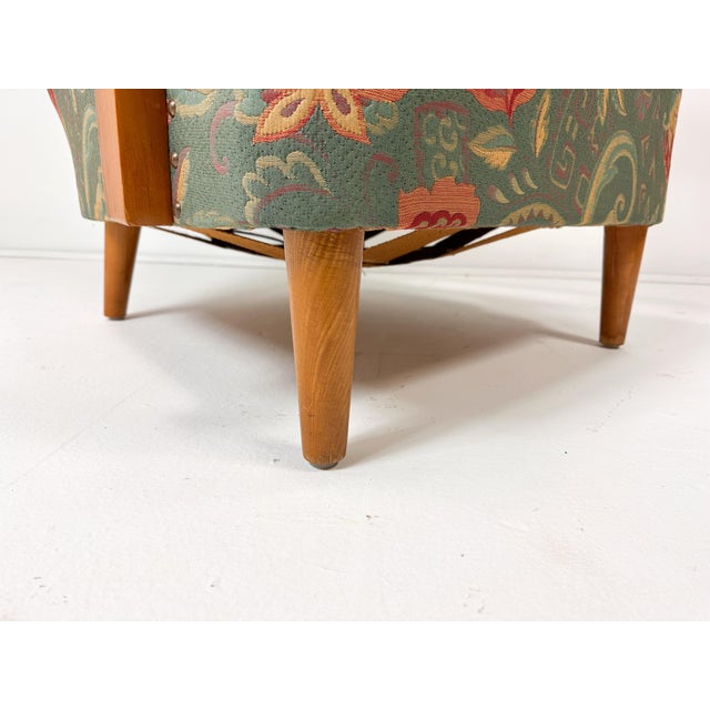 1950s Swedish High Back Lounge Chair With Floral Upholstery, 1950's For Sale - Image 5 of 9
