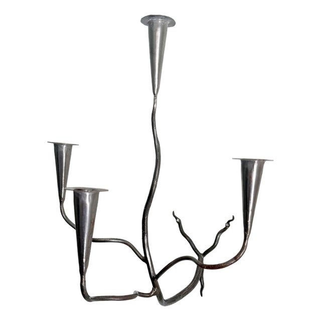 Hand-Forged Metal Wall Sconce Candelabra For Sale