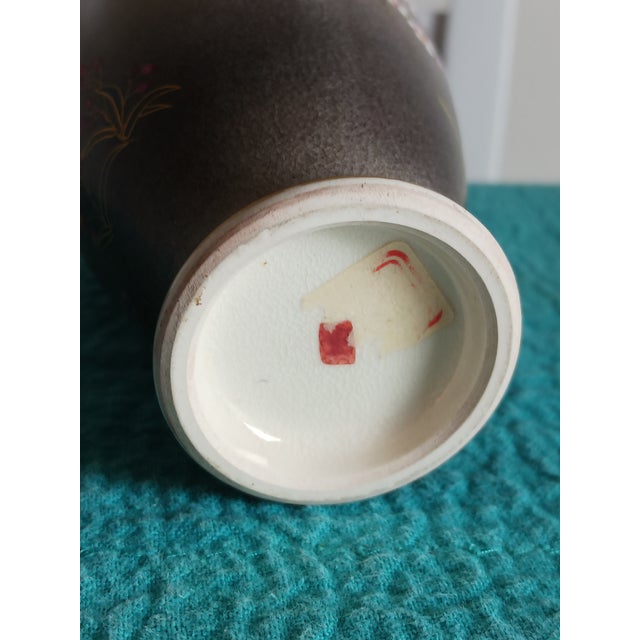 Ceramic Late Meiji Era Japanese Satsuma Vase Birds and Blossoms For Sale - Image 7 of 8