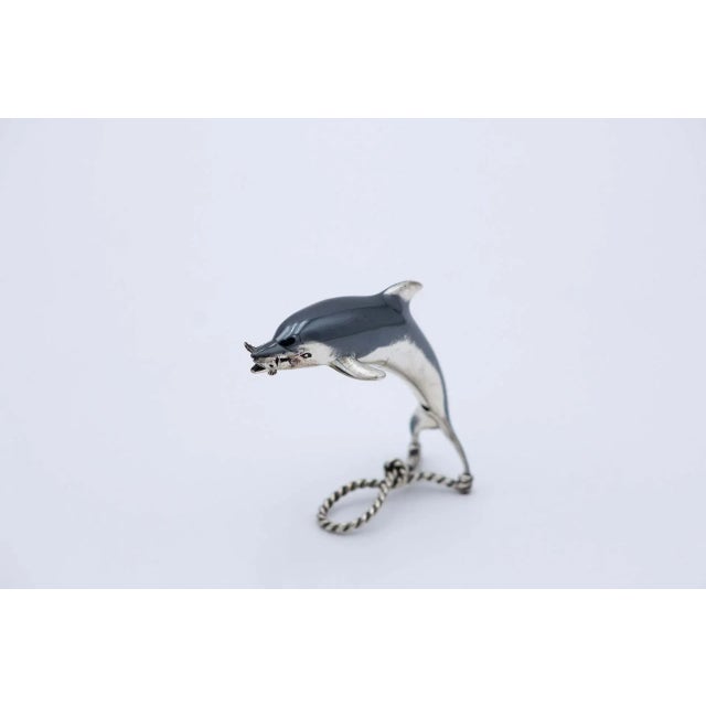 Dolphin in Nickel Silver with Corded Support For Sale - Image 6 of 6