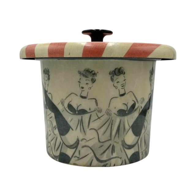 Art Deco Vintage Jaro Fabry Moulin Rouge Can Can Dancers Ice Bucket For Sale - Image 3 of 12