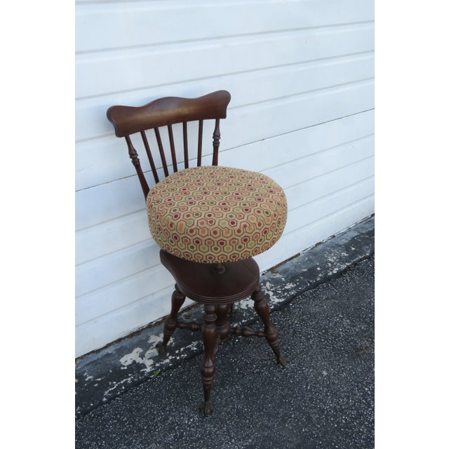 Early 1900s Claw Feet Piano Stool Chair For Sale - Image 4 of 13