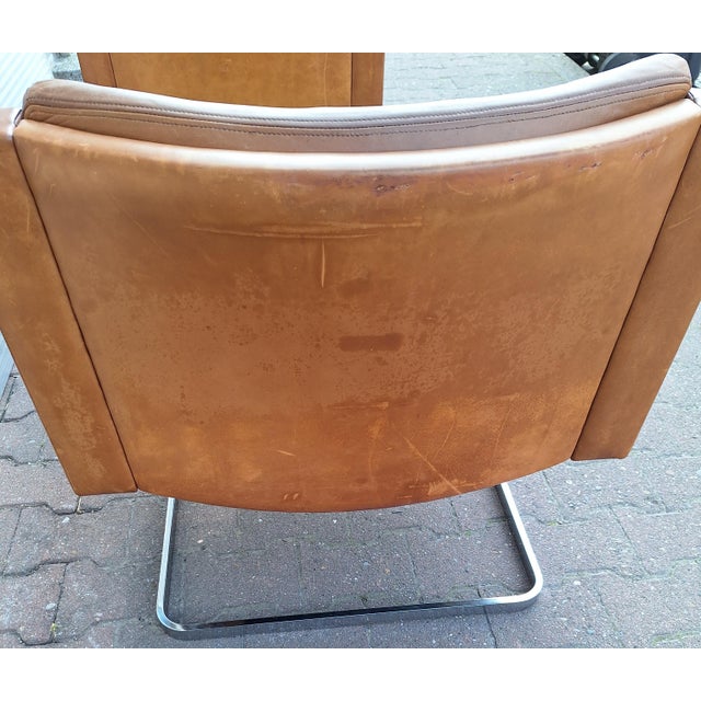 Mid-Century DS 201 Armchairs in Cognac-Colored Cowhide Leather by Robert Haussmann for De Sede, 1960s, Set of 2 For Sale - Image 10 of 15