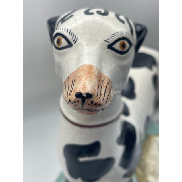 Mottahedeh Black and White Staffordshire Style Dog With Hare For Sale - Image 9 of 11