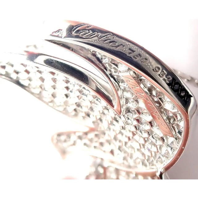 Silver 1990s Cartier Colombe De La Paix Dove of Peace Diamond White Gold Pendant Necklace For Sale - Image 8 of 16