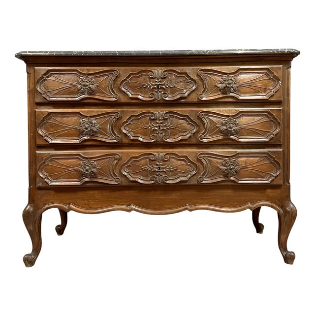 Antique Louis XV Baroque Commode in Walnut, 1850s For Sale