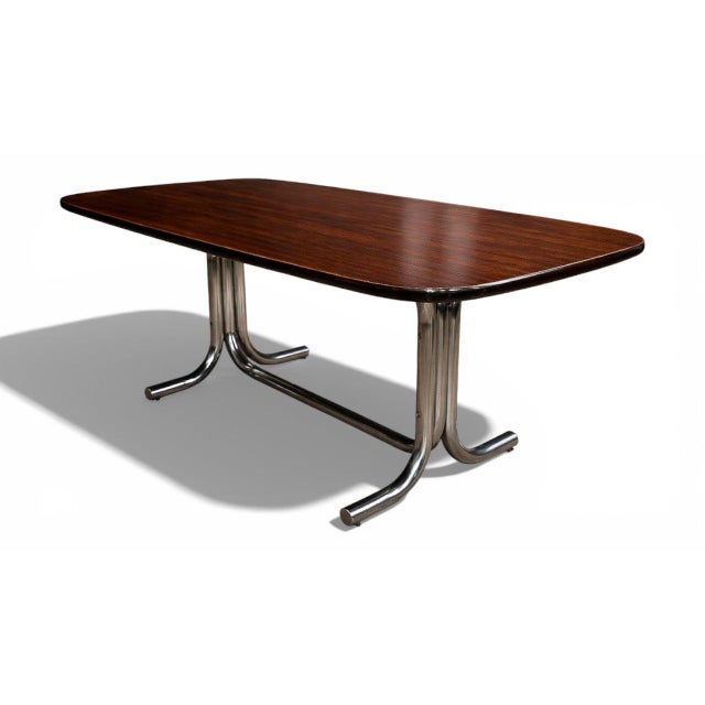Geraldo de Barros “Torm” Conference Dining Table in Chrome & Brazilian Rosewood (Jacaranda), Brazil, 1970s – Lot 7 For Sale In New York - Image 6 of 17