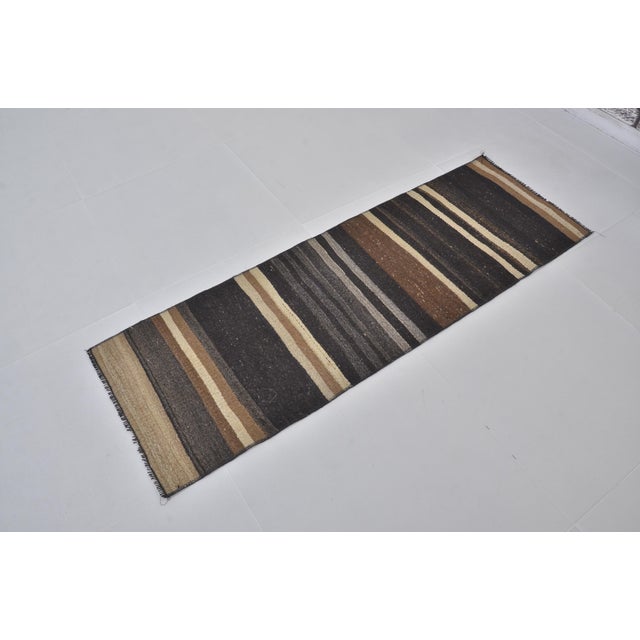 Turkish 1960s Decorative Anatolian Kurdish Stripe Kilim Rug For Sale - Image 3 of 10