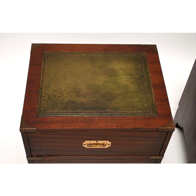 Antique Military Campaign Style Bedside Chests, 1950, Set of 2 For Sale - Image 9 of 11