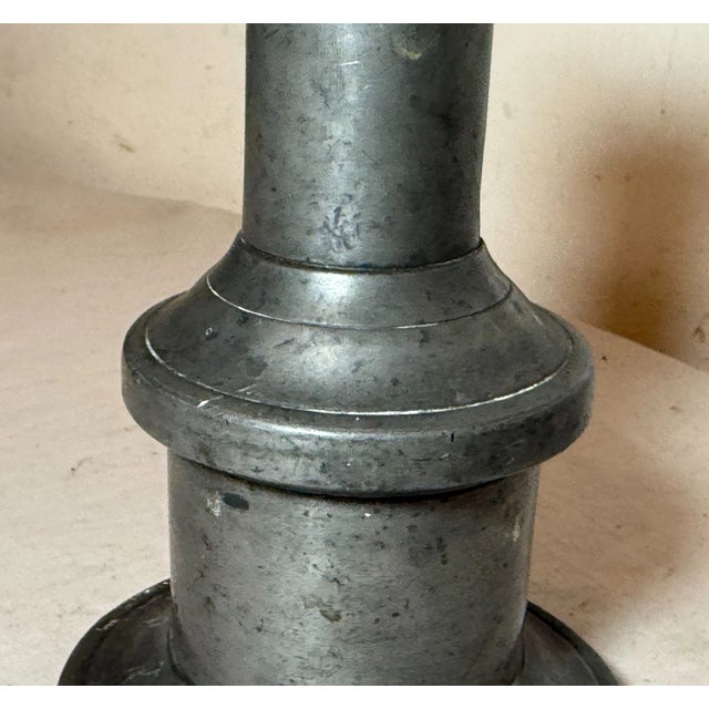 Metal Antique Avignon, France 18th Century Handmade Pewter Candlestick Candle Holder For Sale - Image 7 of 10