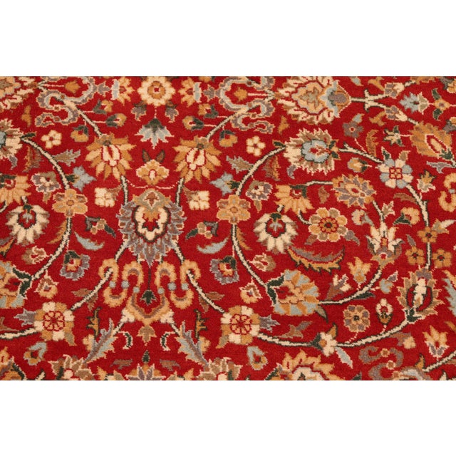 Shabby Chic 1990's Floral Pak-Persian Red/Beige Wool Rug - 6'1'' X 9'2'' For Sale - Image 4 of 9