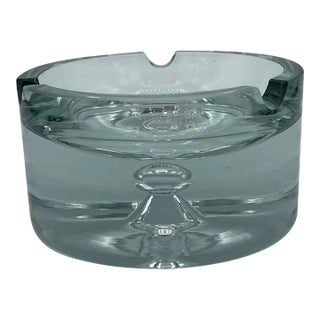 Krosno Poland Mid Century Modern Bubble Hand Blown Glass Ashtray For Sale