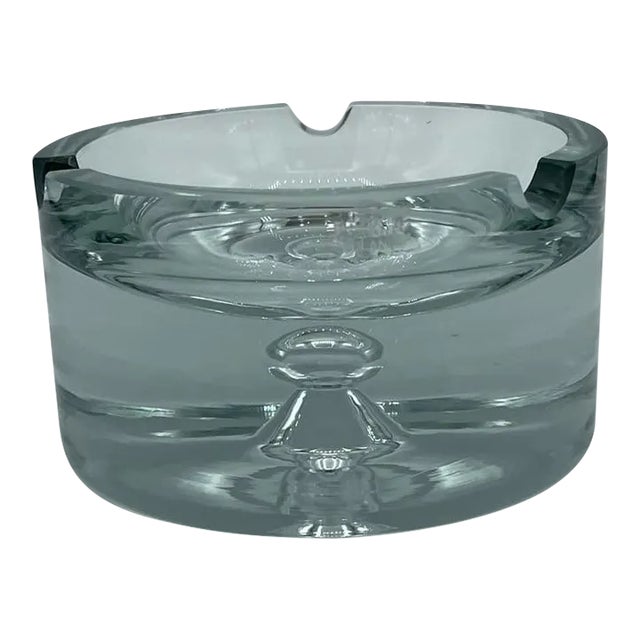 Krosno Poland Mid Century Modern Bubble Hand Blown Glass Ashtray For Sale