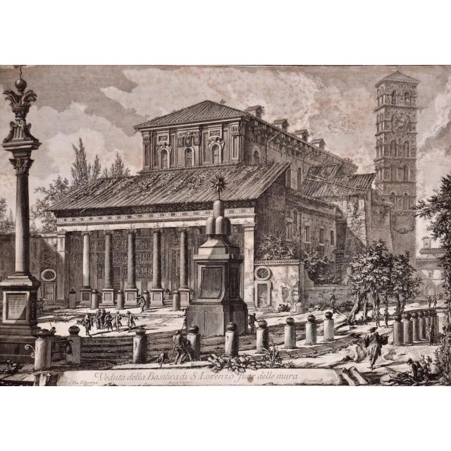 Traditional Basilica of San Lorenzo in Rome: A Framed 18th Century Etching by Piranesi, 1750 For Sale - Image 3 of 7